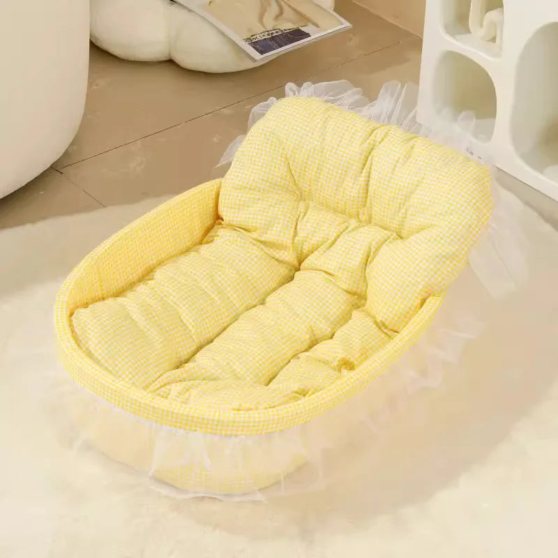 Lace Trimmed Pet Bed For Small Dogs And Cats Plush