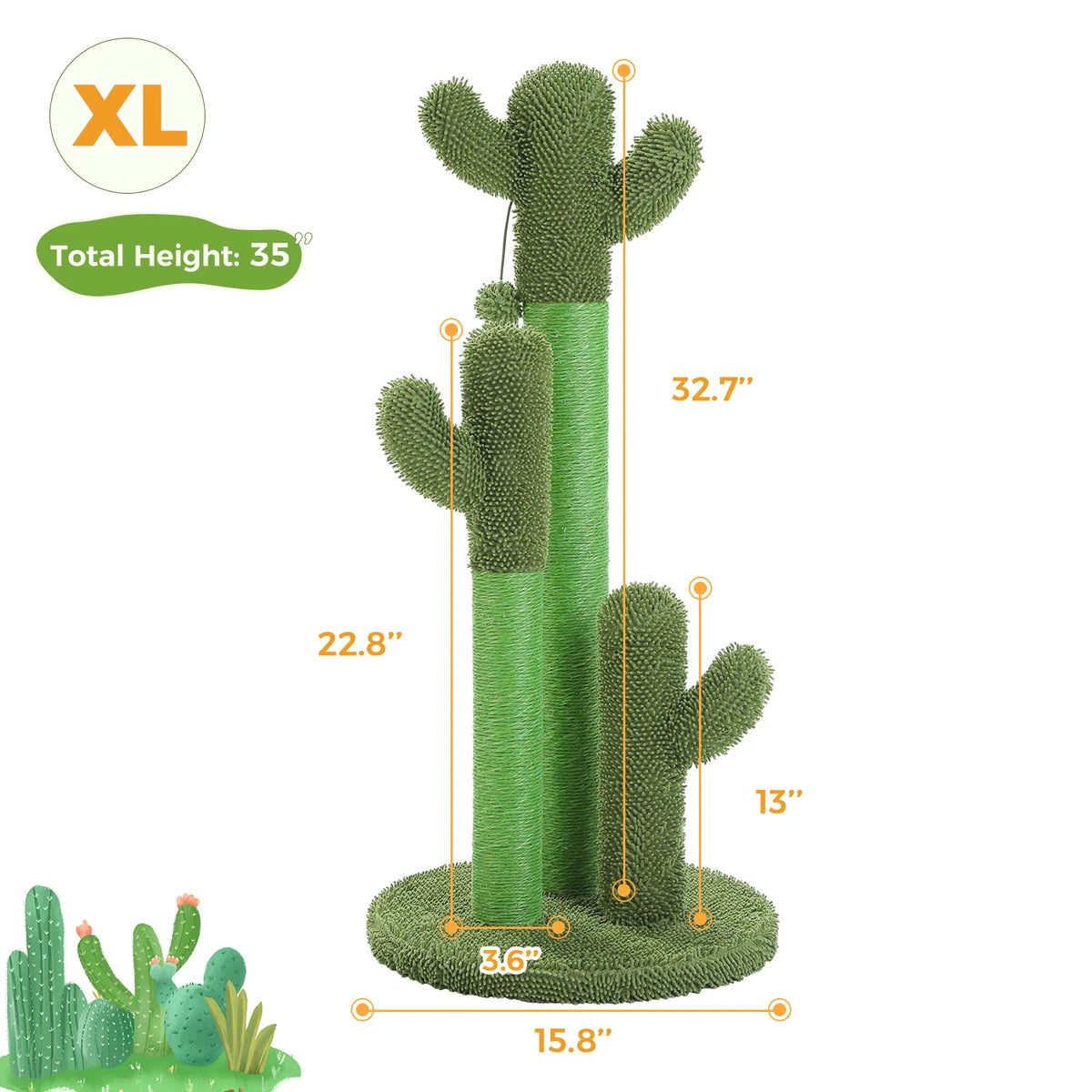 PEQULTI Cactus Cat Tree with Condo, Hammock and Scratching Post