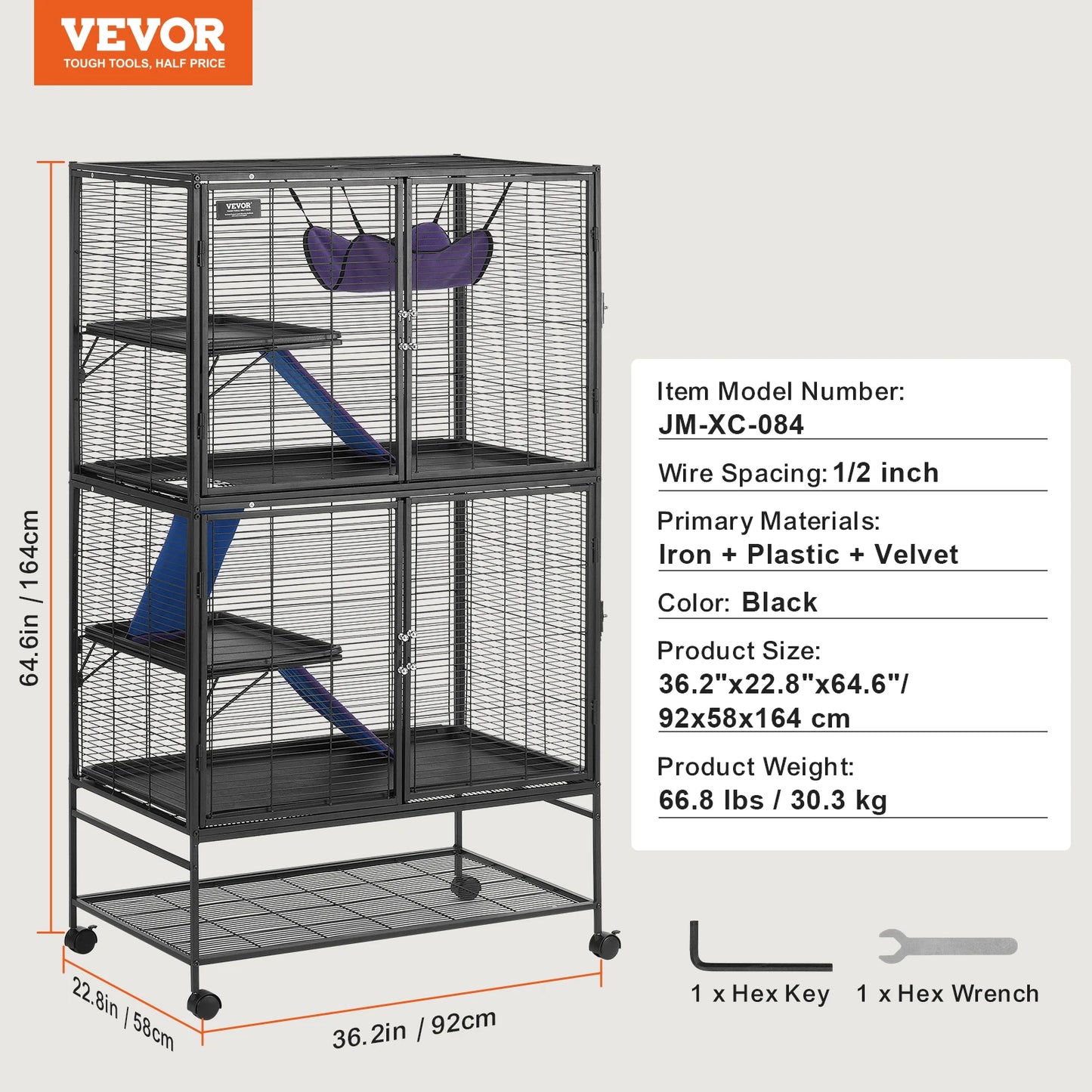SucceBuy Large 4 Tier Rolling Metal Ferret Cage For Small Animals