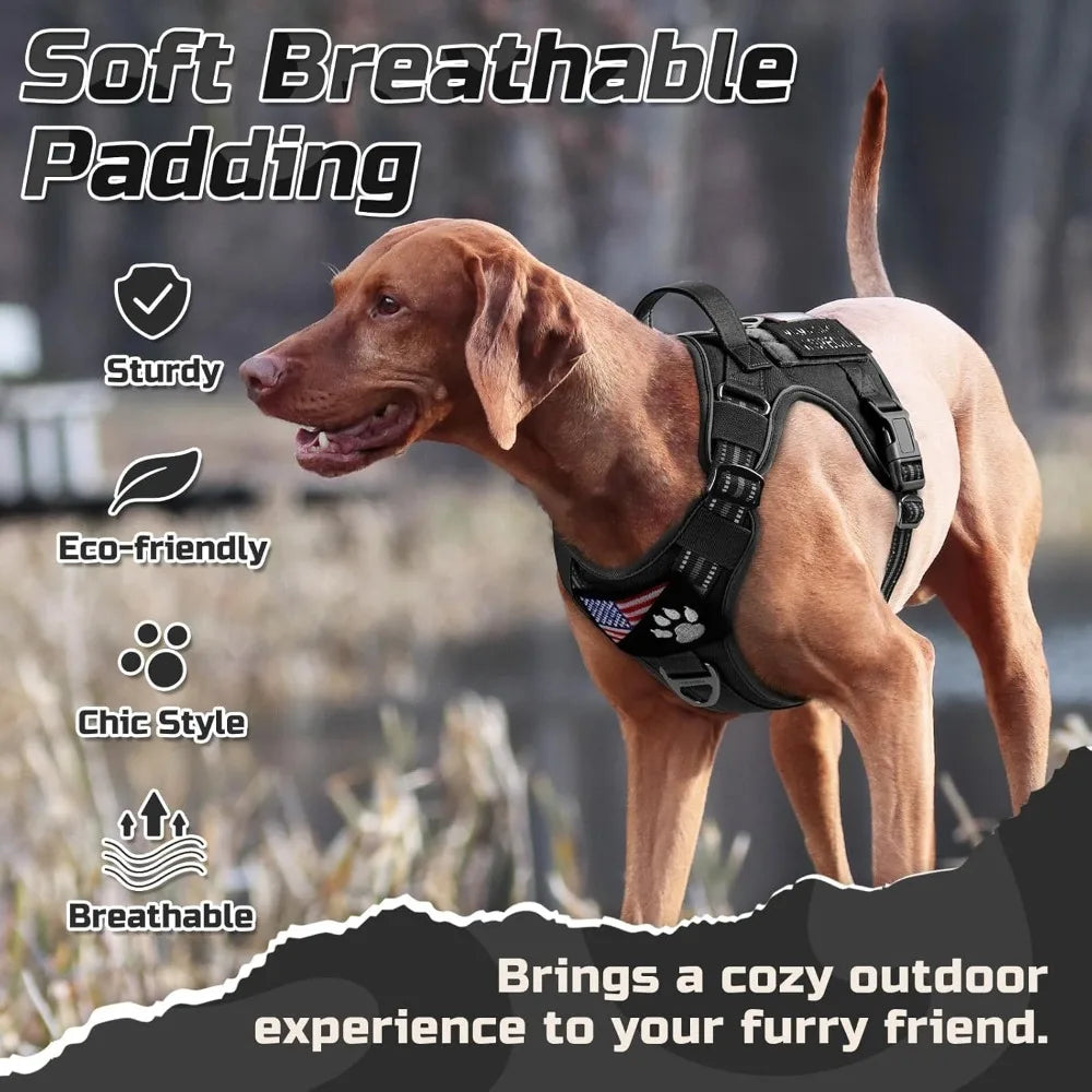 No Pull Tactical Dog Harness For Large Dogs With Handle And MOLLE