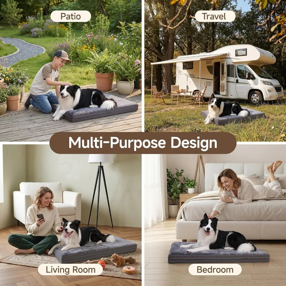 Waterproof Dog Bed For Crate Reversible Kennel Bed Anti Slip Washable