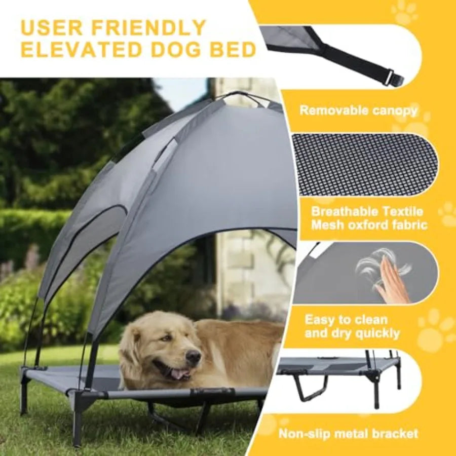 Elevated Canopy Dog Bed Portable Waterproof Outdoor Pet Cot