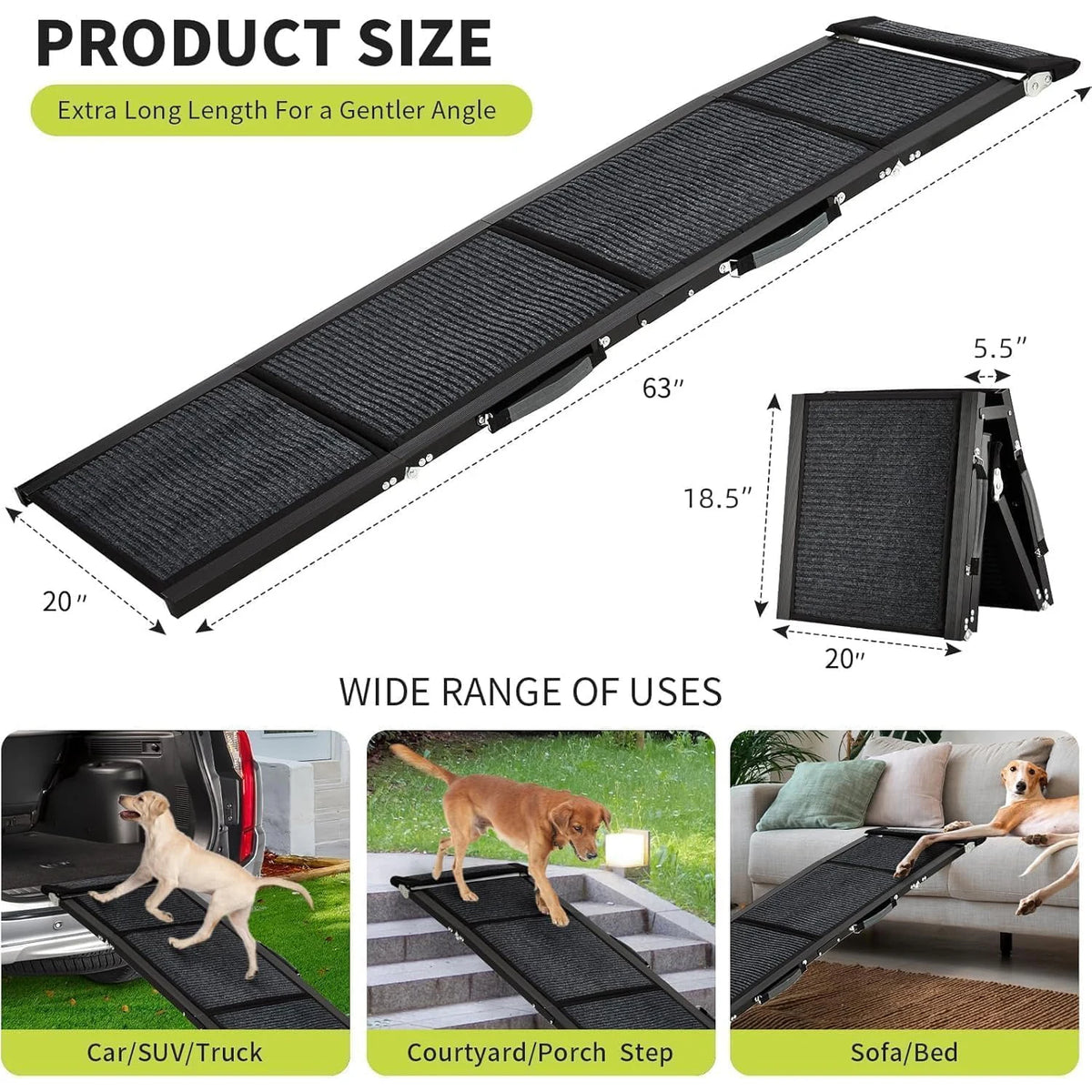 HiMISS Dog Door Folding Nonslip Pet Car Ramp for Dogs