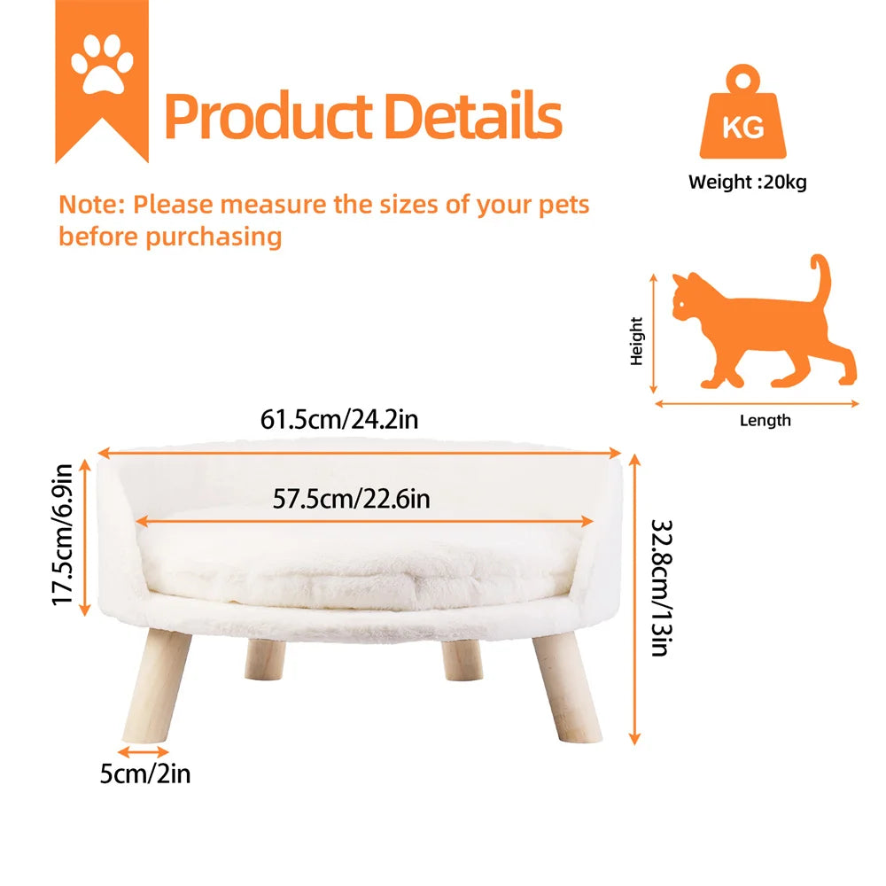 BORWARTCN Ultra Soft Elevated Dog Cat Sofa Bed With Waterproof Cushion