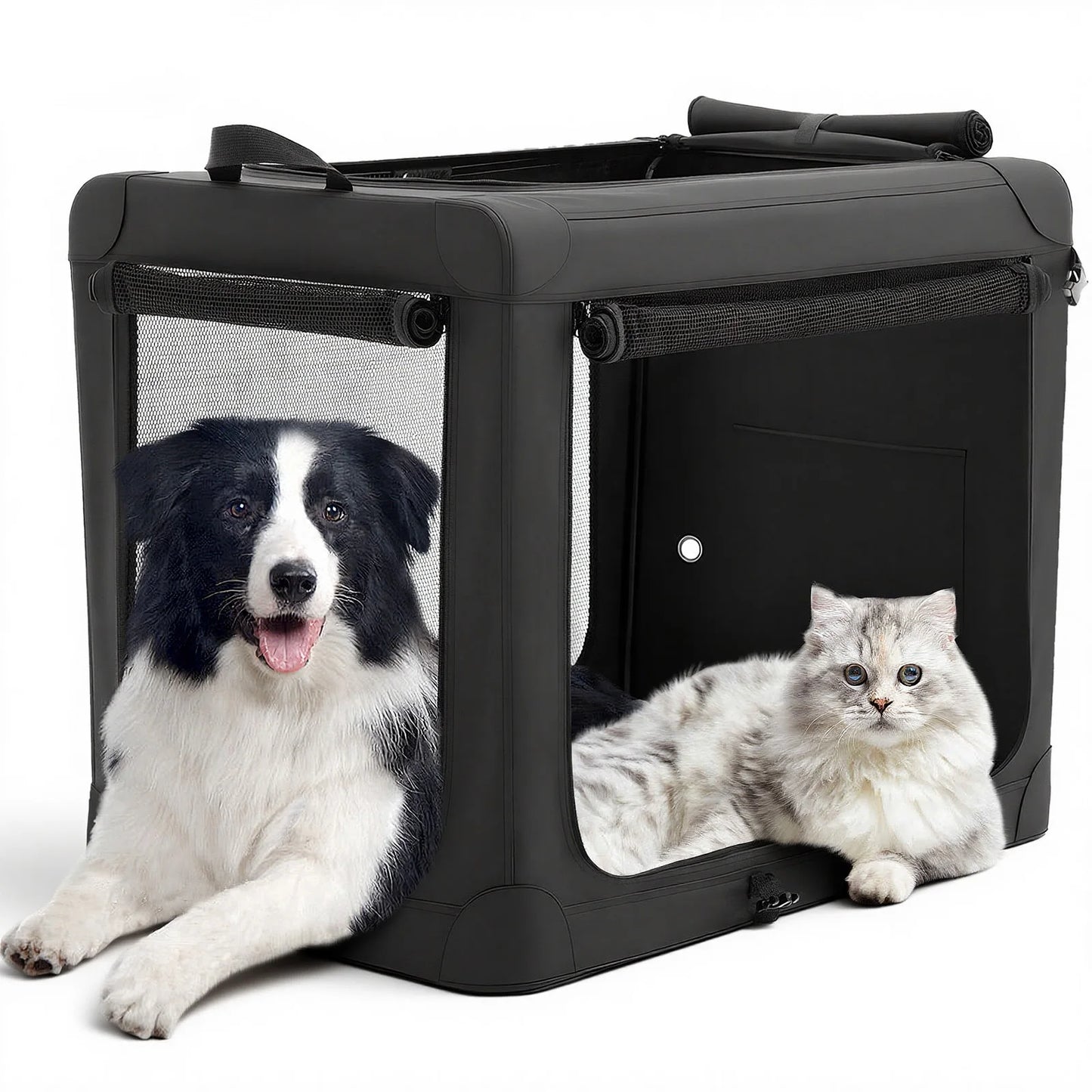 JHK 600D Oxford Fabric Foldable Soft Dog Crate With 3 Doors Indoor