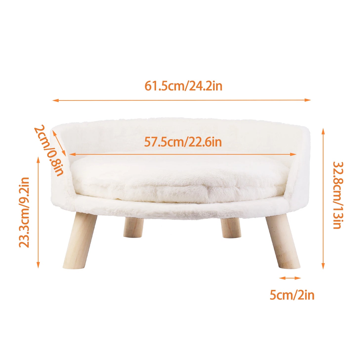 Soft Plush Cat Bed With Cushion Pad And Wood Legs