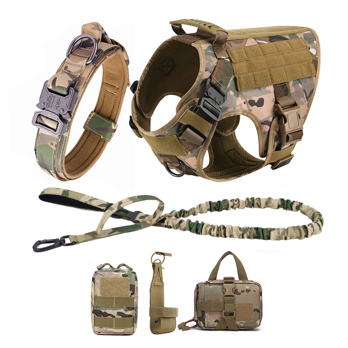 Tactical Dog Harness Vest With Molle Pouches For Training