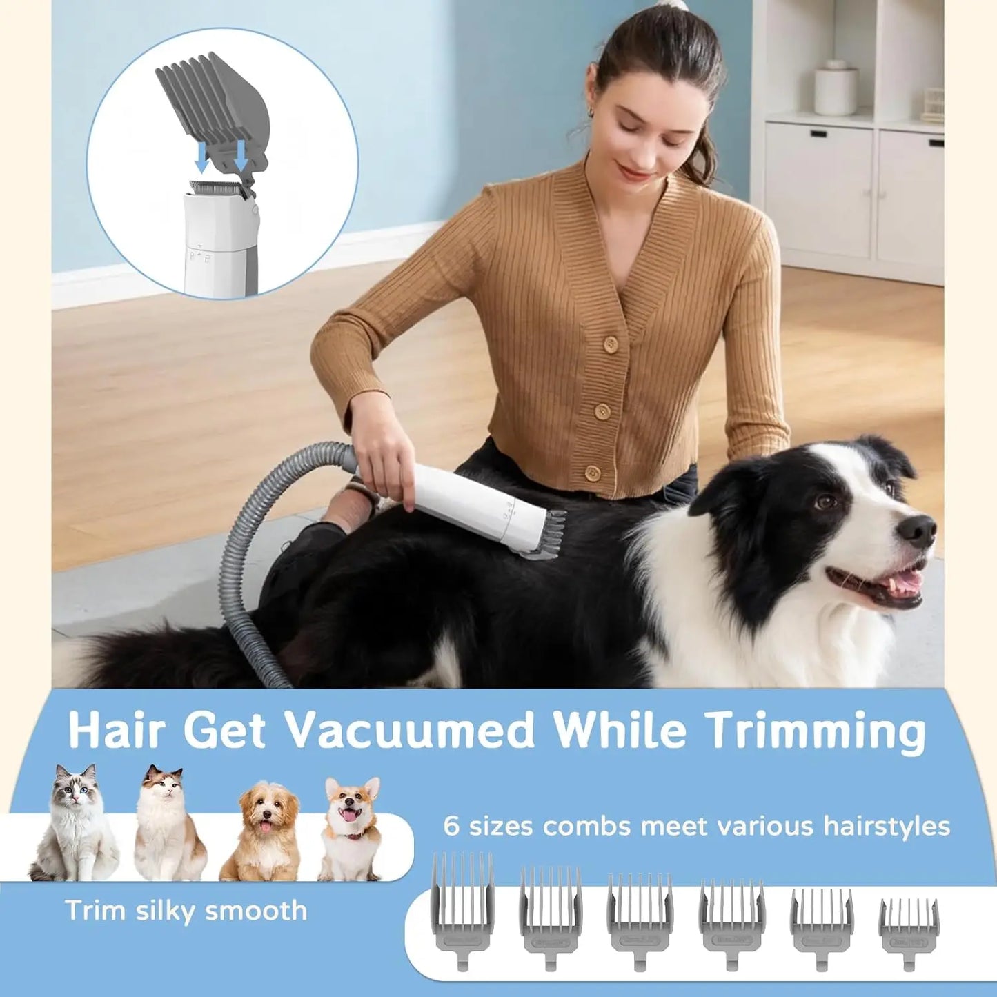 Dog Grooming Vacuum Kit 7 In 1 For Deshedding Cats