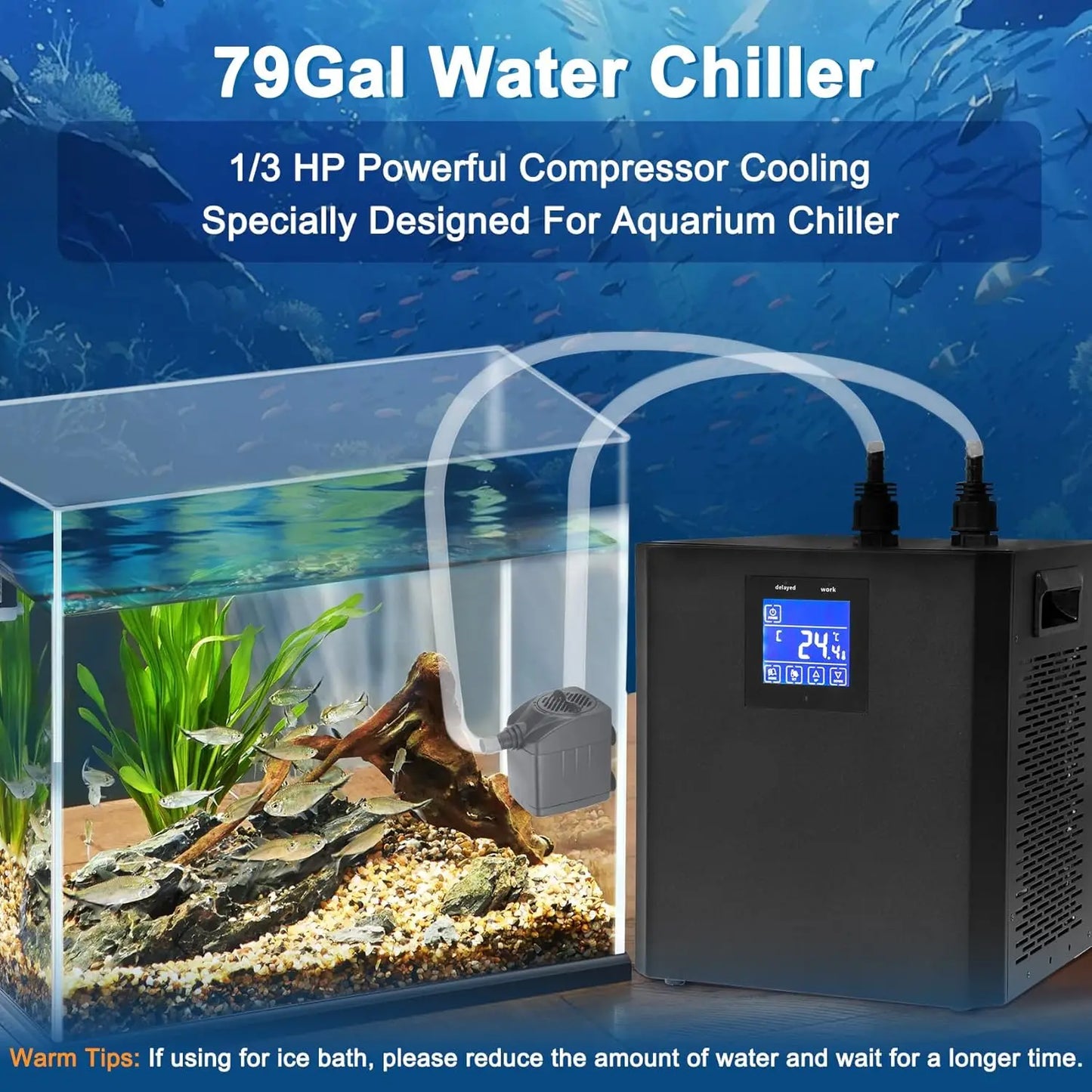 SHICUO Aquarium Chiller OneThirdHP Remote Control Pump