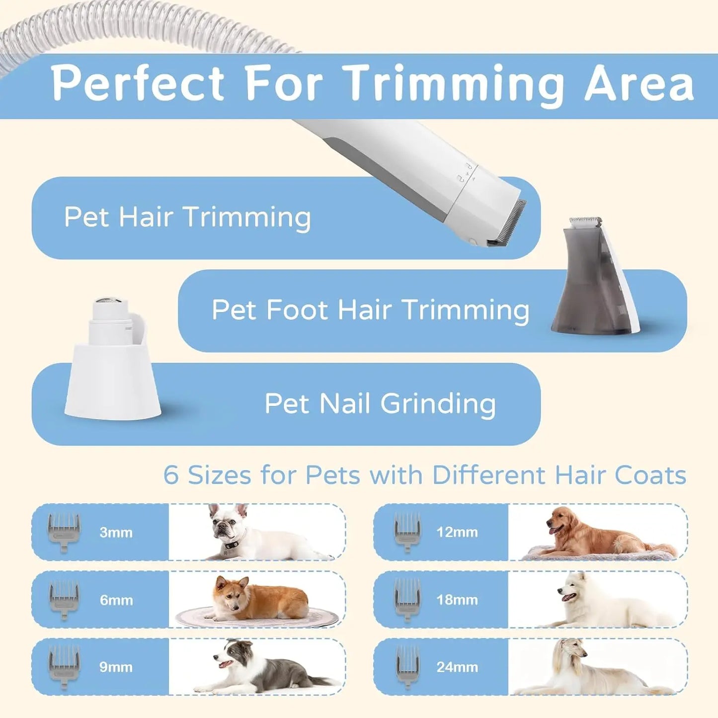 Dog Grooming Vacuum Kit 7 In 1 For Shedding With Deshedding Mitts