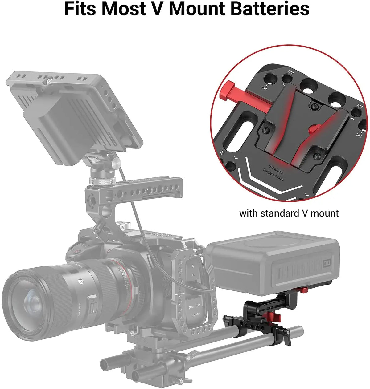 SmallRig V Mount Battery Plate With Adjustable Arm And Rod Clamp