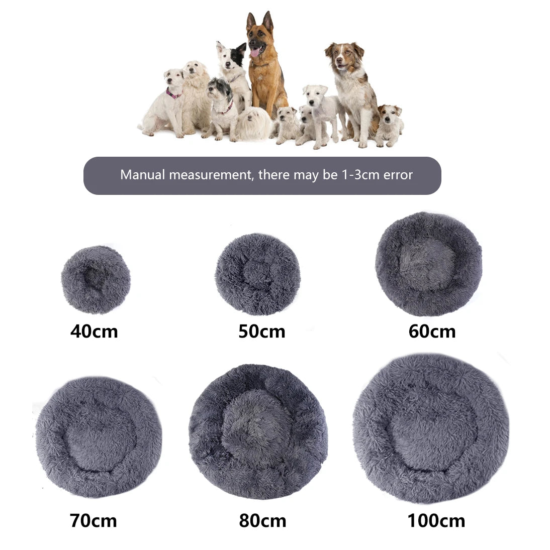 Plush Donut Dog Bed With Washable Calming Cushion For Pets