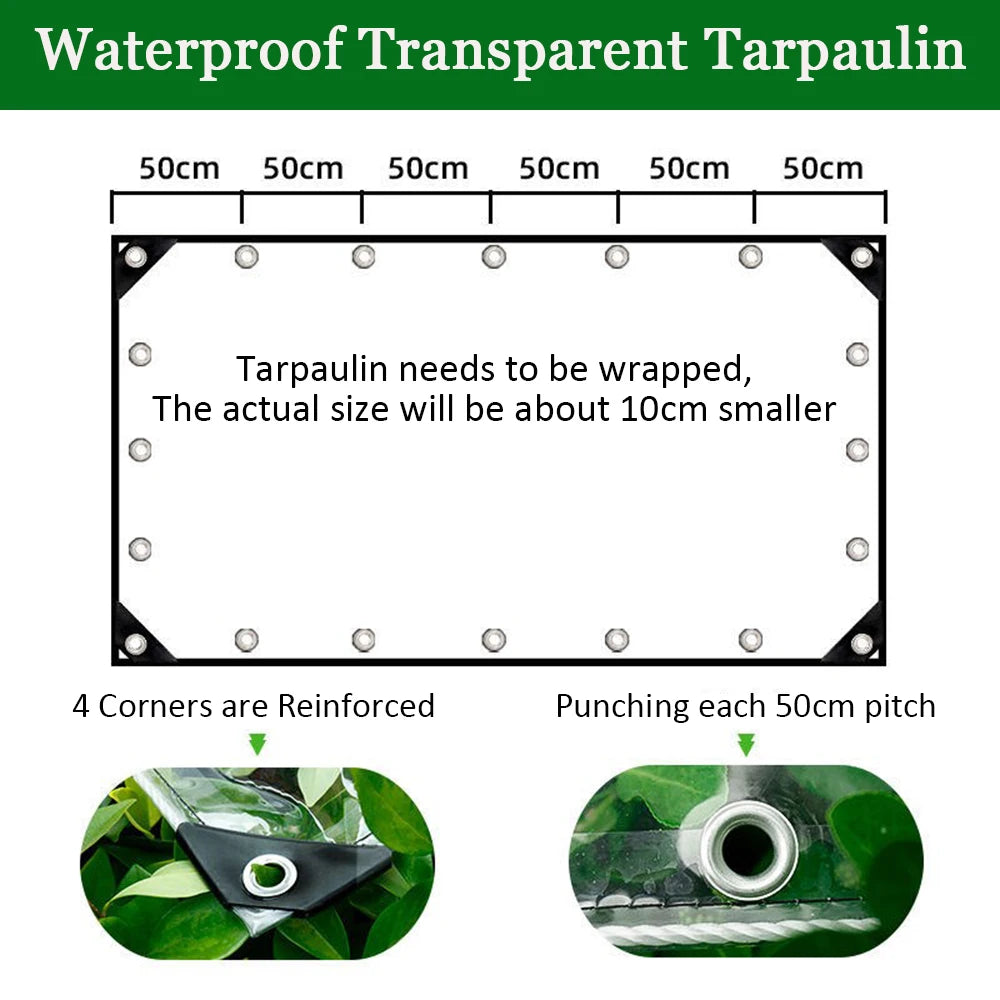 Transparent Waterproof PVC Tarpaulin With Eyelets For Greenhouse And Garden