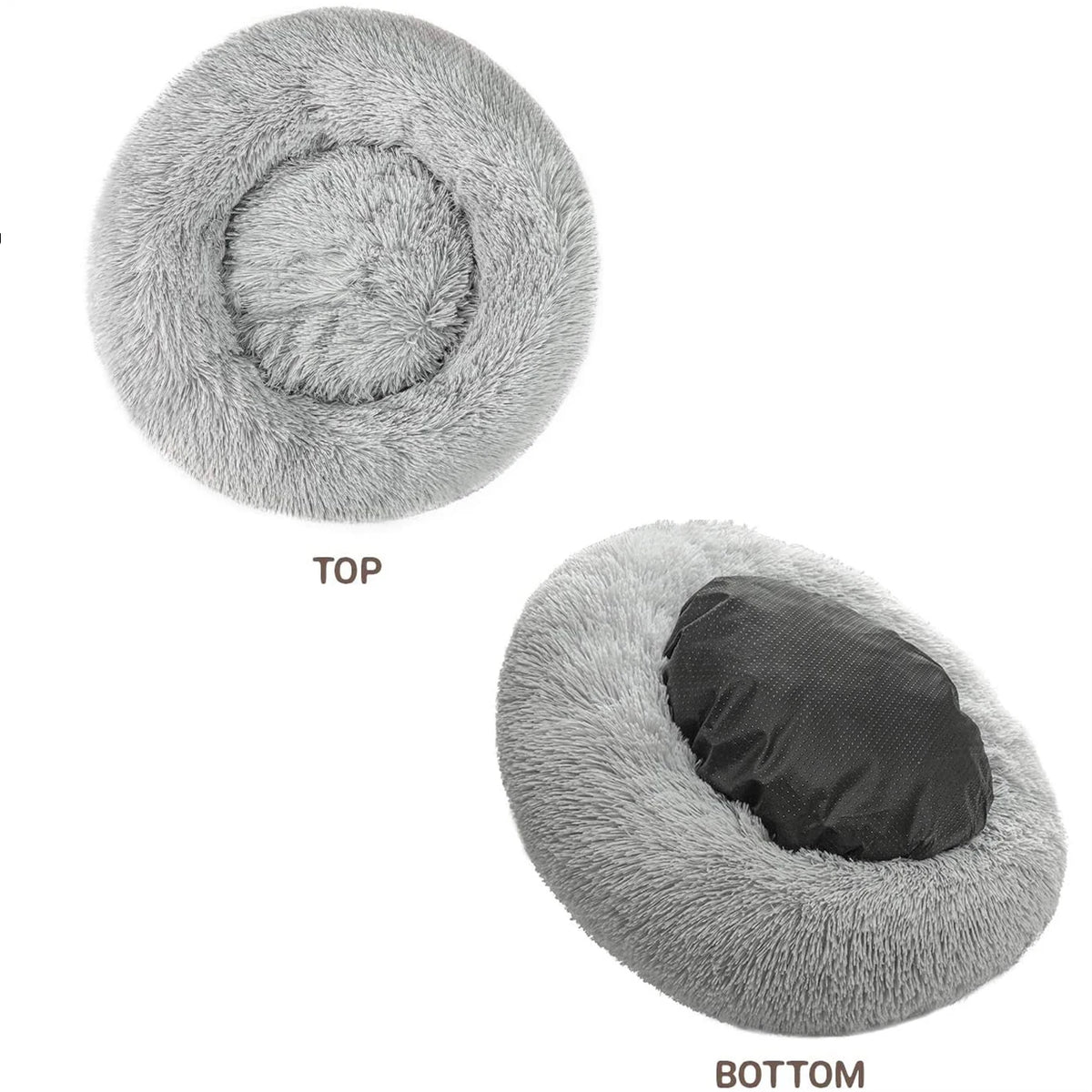 Plush Donut Dog Bed With Washable Calming Cushion For Pets