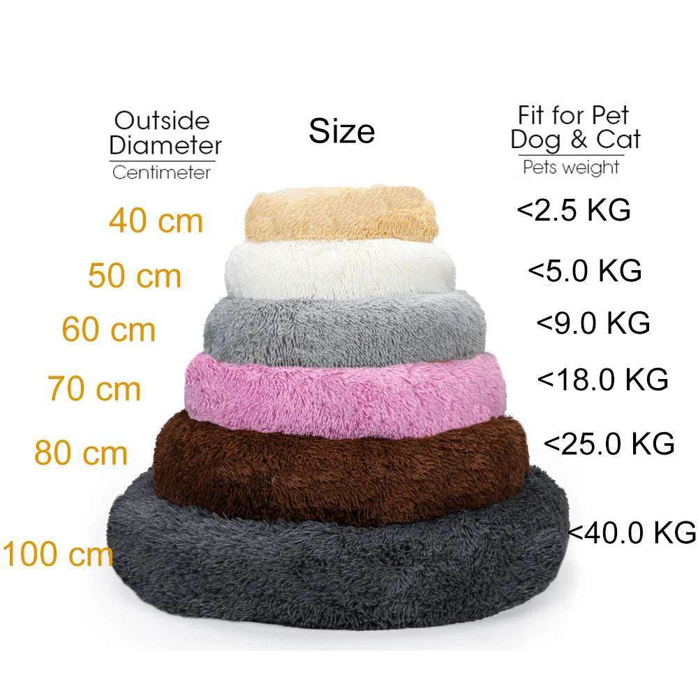 Plush Donut Dog Bed With Washable Calming Cushion For Pets