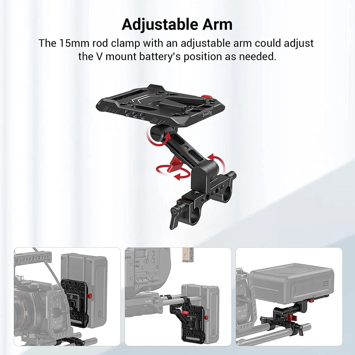SmallRig V Mount Battery Plate With Adjustable Arm Rod Clamp