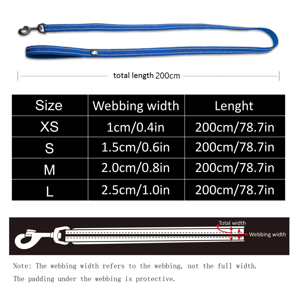Truelove Reflective Padded Nylon Pet Leash For Dogs And Cats