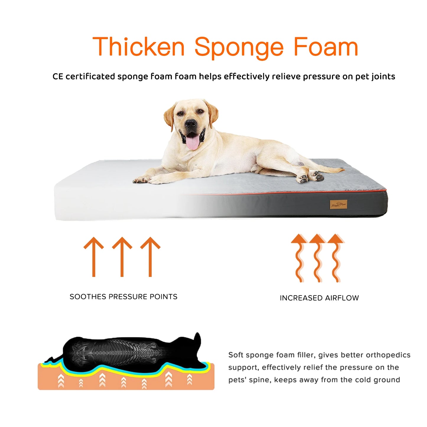 BINGOPAW Orthopedic Dog Bed Waterproof Memory Foam With Removable Cover