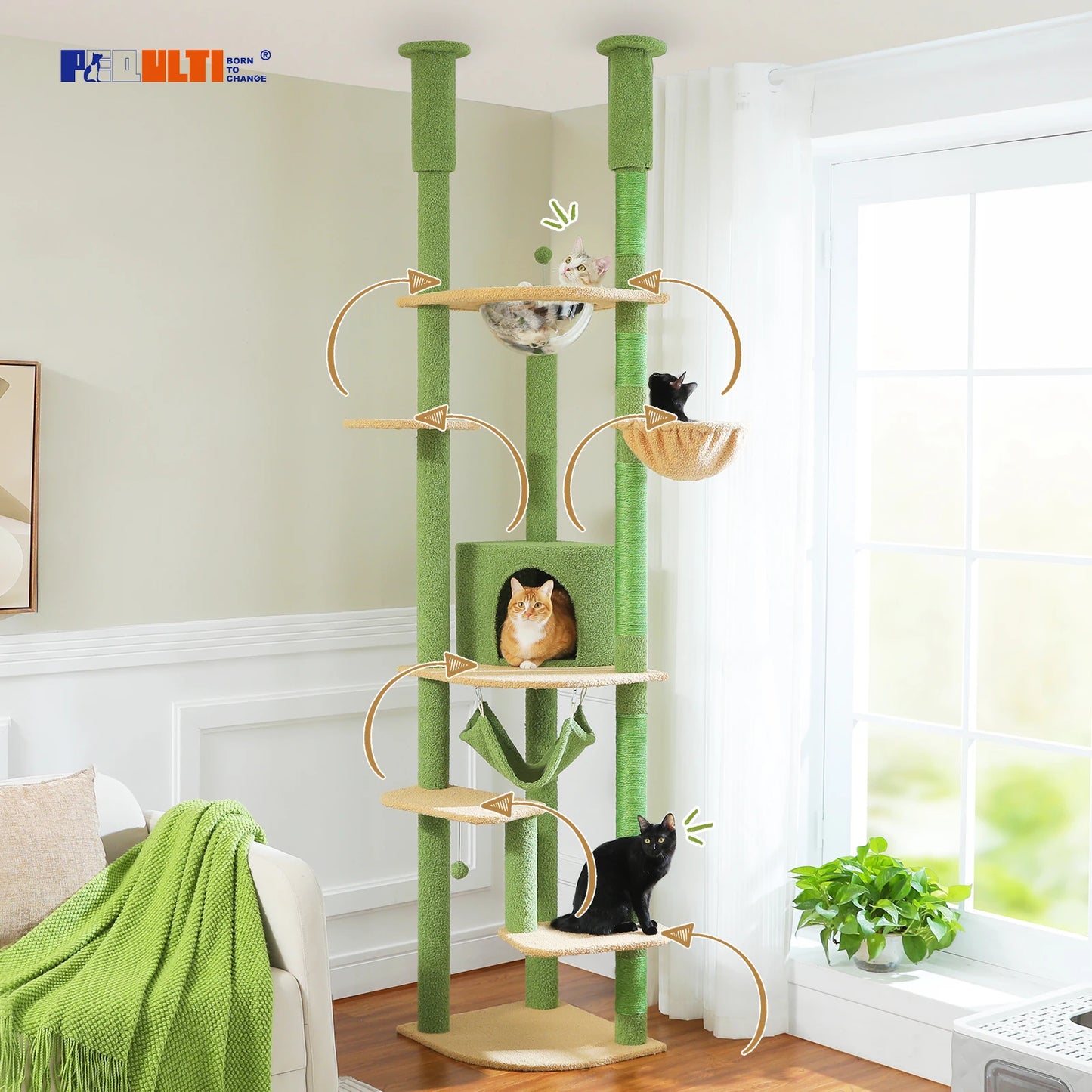 PAWZ Road Multi Level Tall Cat Tree for Indoor Cats