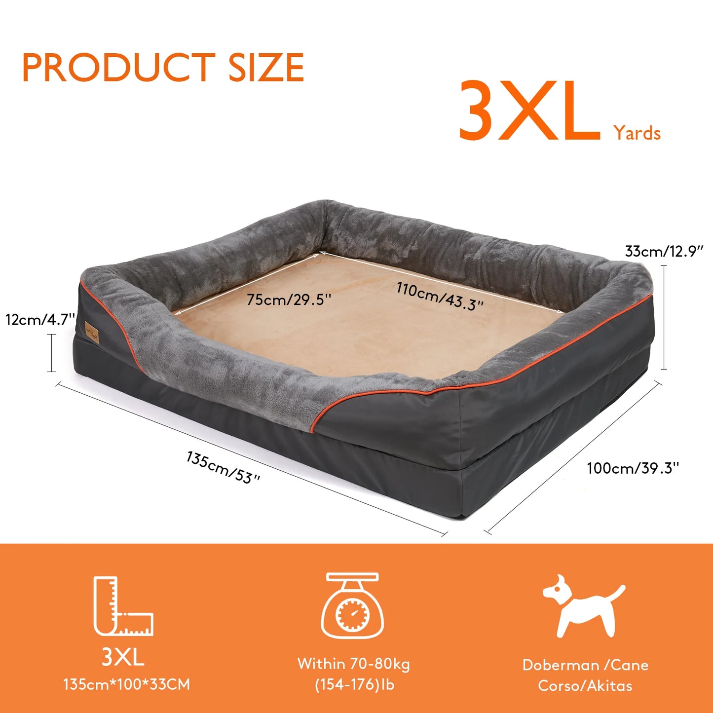 BINGOPAW Dog Bed Removable Washable Cover Anti Allergy Fleece Waterproof