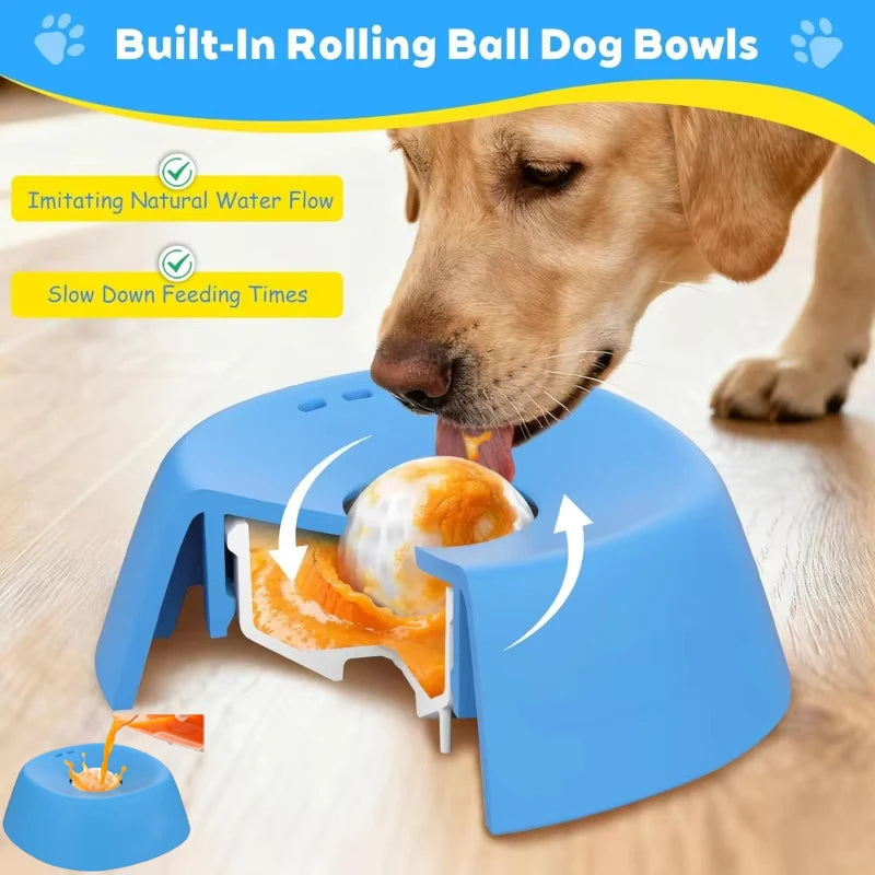Slow Feeder Dog Bowl Anti Slip Ball Shaped Licking Bowl