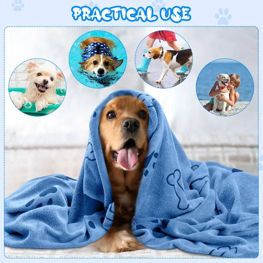 Microfiber Dog Grooming Towels Pack 12 Absorbent Pet Bath Towels