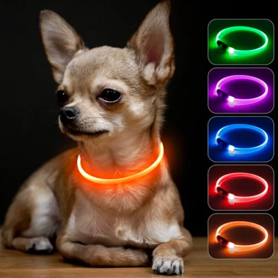 Light Up Dog Collar LED Glow TPU Rechargeable Pet Collar
