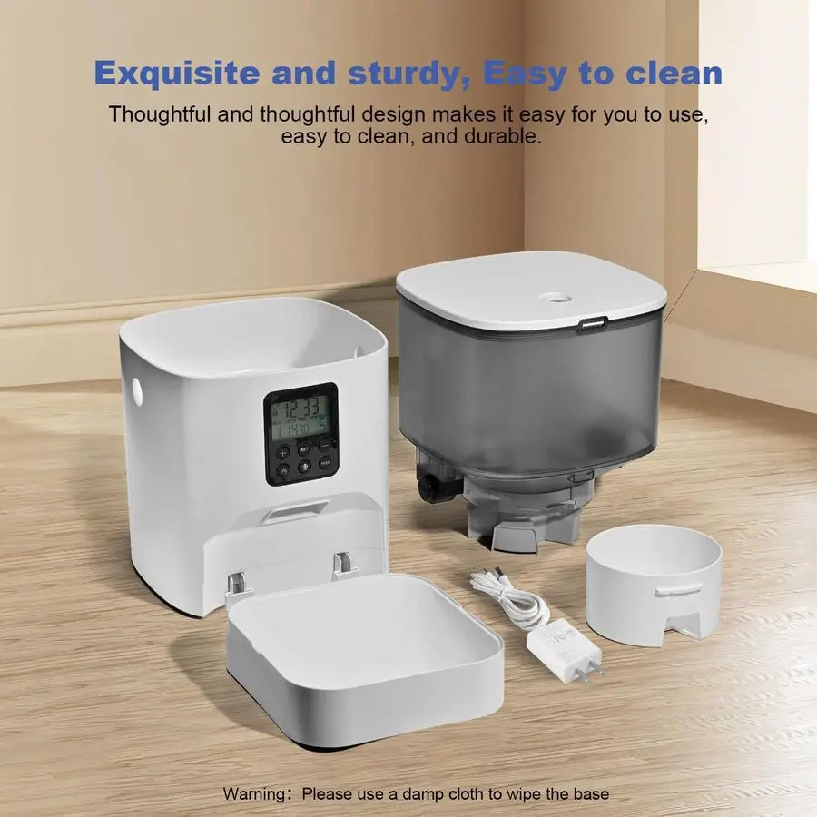 Automatic Cat Feeder 4L Dispenser With Voice Recorder 8 Meals