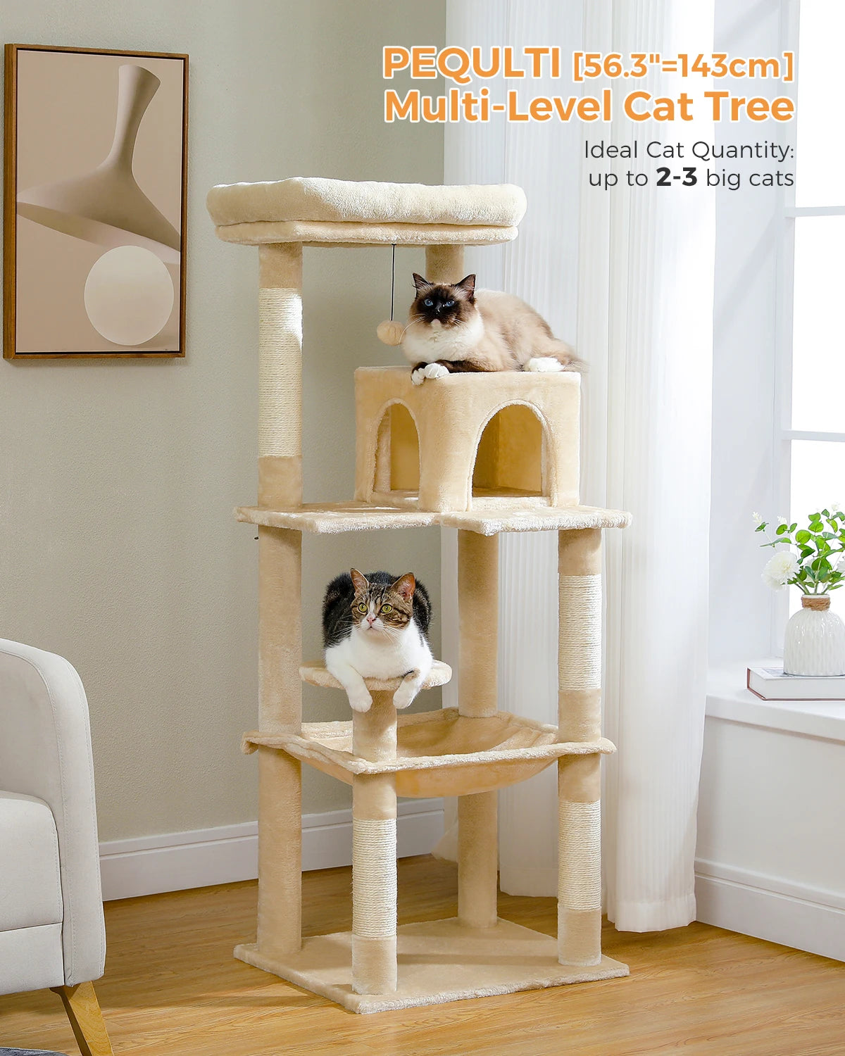Pawz Road 5 Level Cat Tower For Large Cats Sisal Scratcher