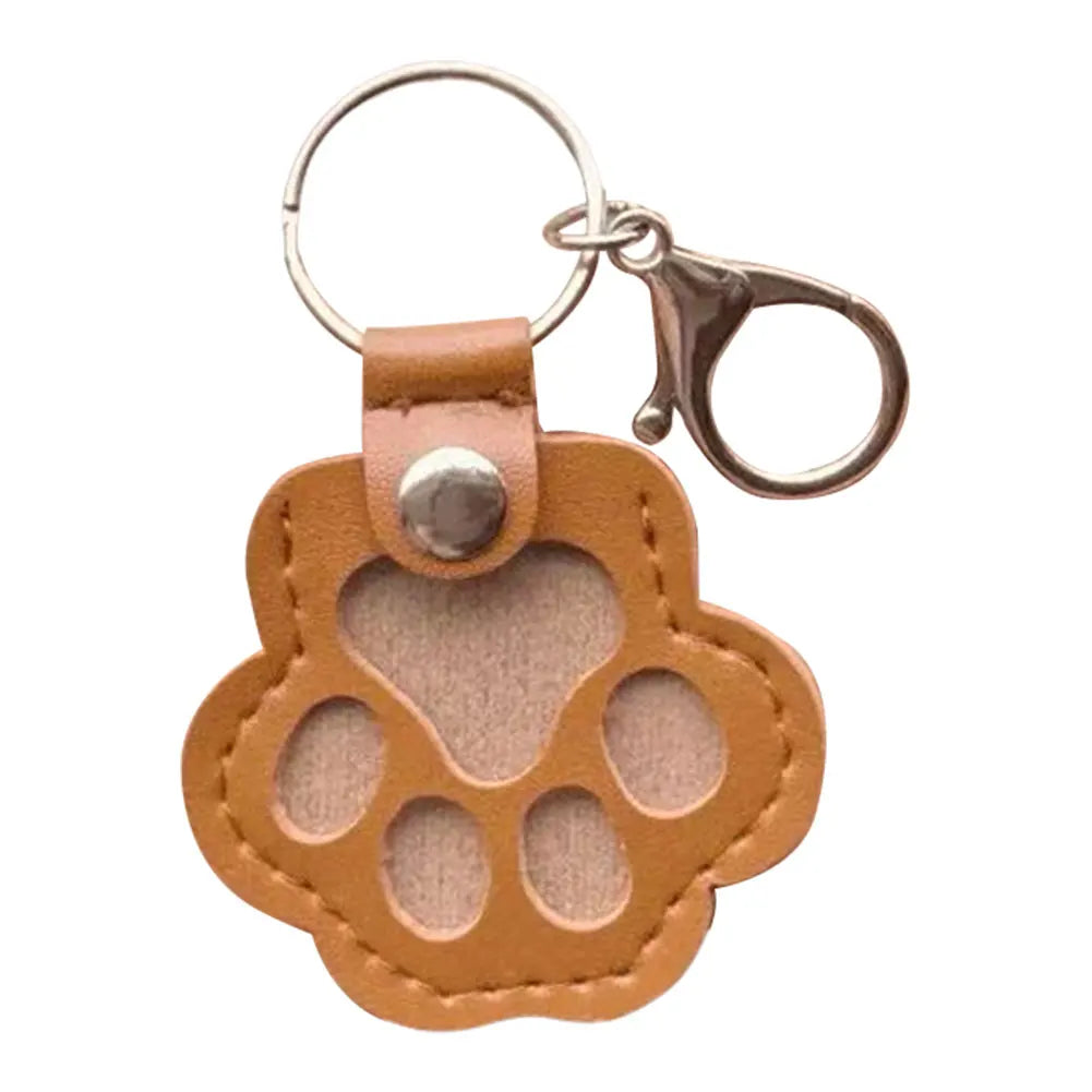 Paw Print Pet Hair Memorial Keychain With Leather Pouch