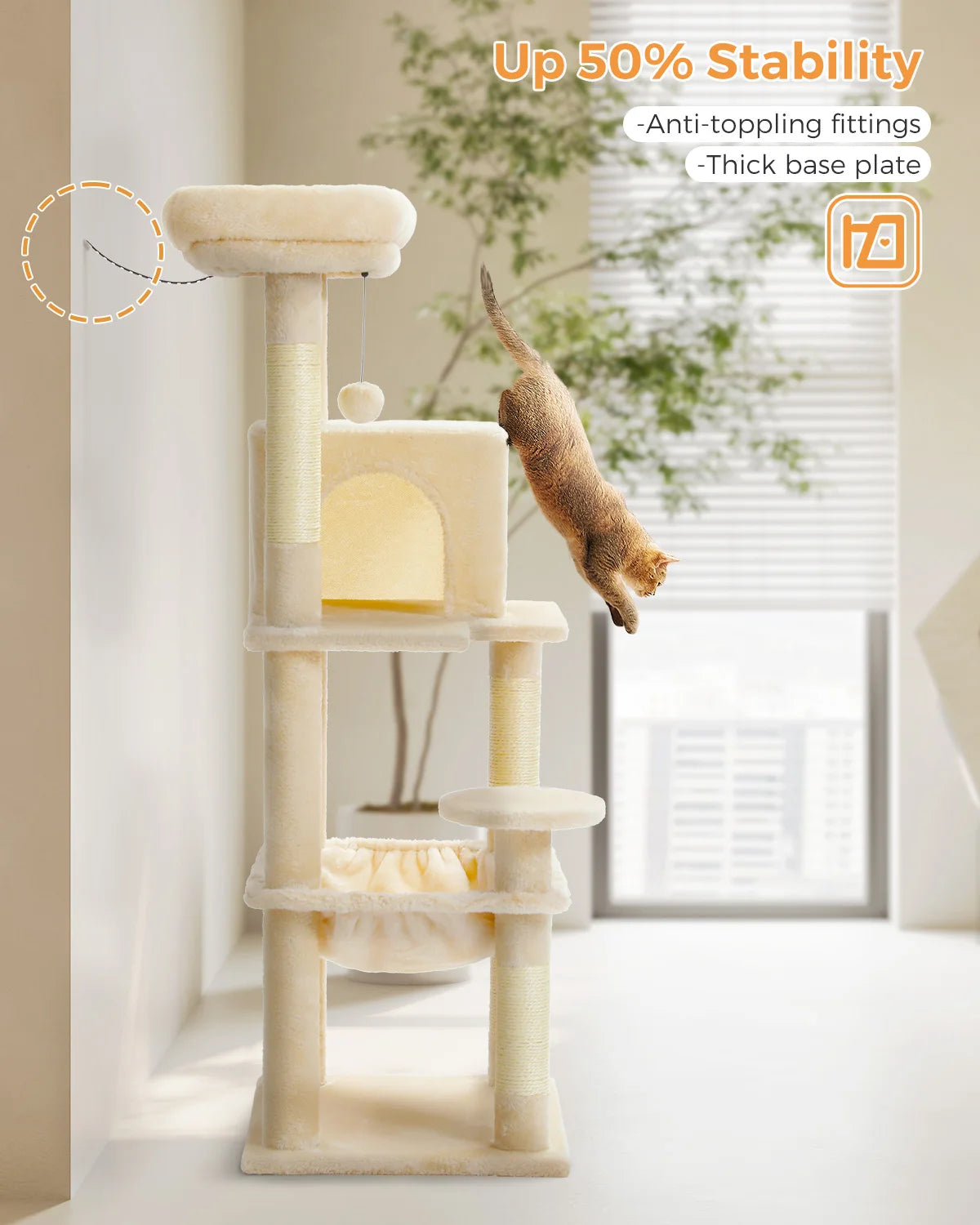 Pawz Road 5 Level Cat Tower For Large Cats Sisal Scratcher