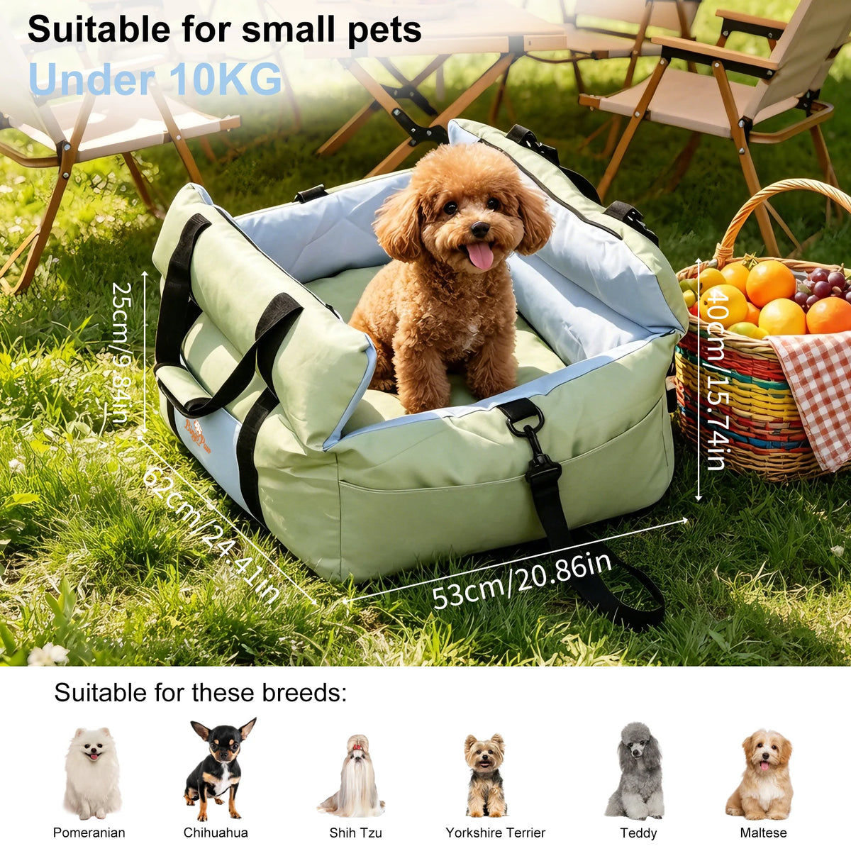 Borwart Portable Dog Booster Seat With Safety Belt And Cover