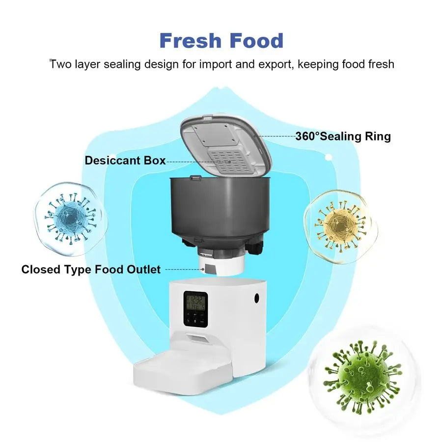 Automatic Cat Feeder 4L Dispenser With Voice Recorder 8 Meals