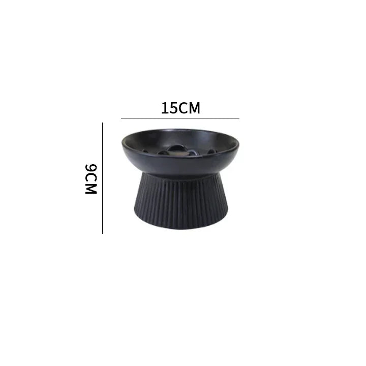 Ceramic Elevated Cat Slow Feed Bowl Anti Gulping Anti Choking