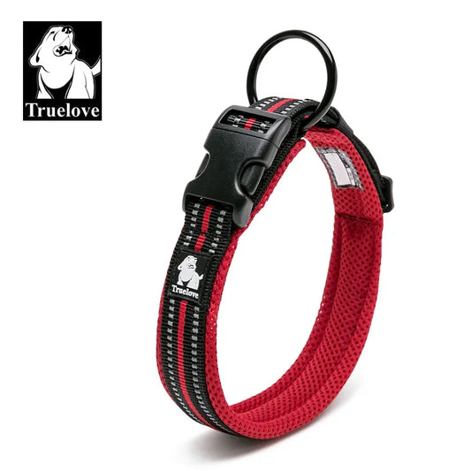 TRUELOVE Adjustable Nylon Dog Collar With Reflective Padded Design