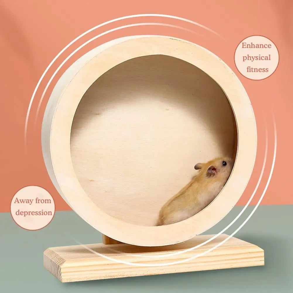 Wooden Hamster Running Wheel With Cork Pad And Bracket