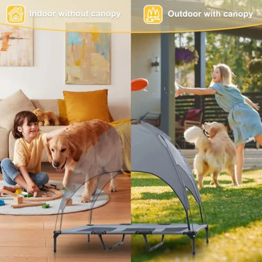 Elevated Canopy Dog Bed Portable Waterproof Outdoor Pet Cot