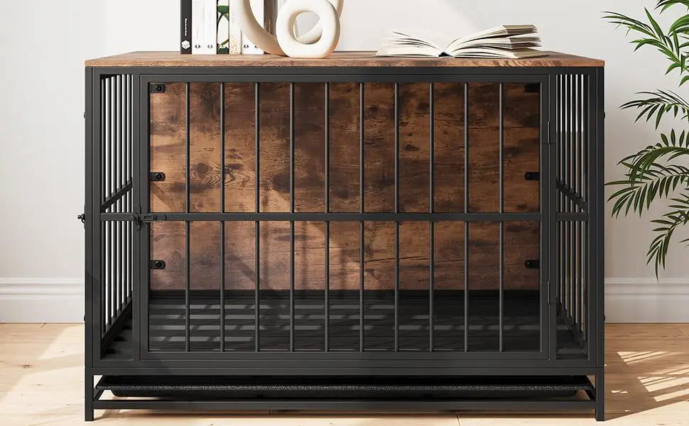 VECOCHO Wooden Dog Crate Furniture Indoor Kennel Heavy Duty With Double Doors