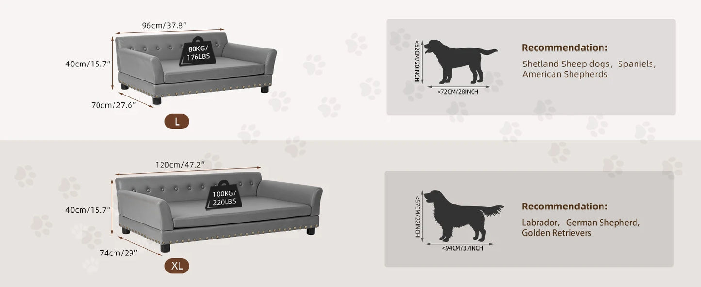 BINGOPAW Rectangle Elevated Dog Bed Durable Sofa
