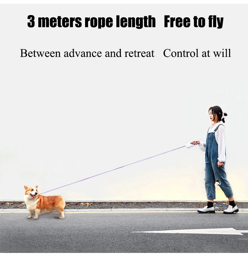 LED Luminous Automatic Retractable Dog Leash For Medium Dogs With Light