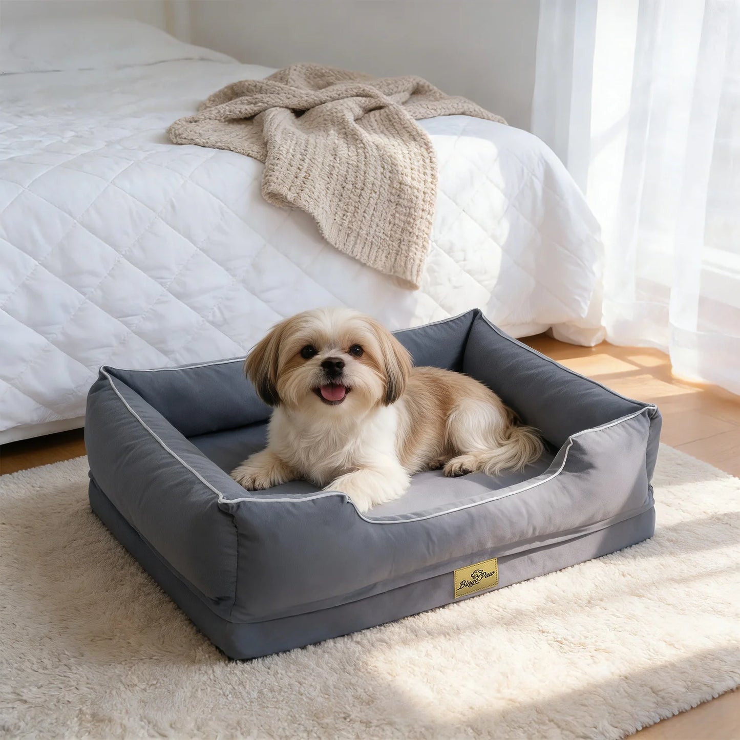 BINGOPAW Orthopedic Dog Bed Waterproof Foam Base Bolster