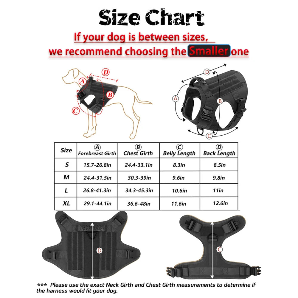 Tactical Dog Harness With Molle Pouches For Durable Nylon