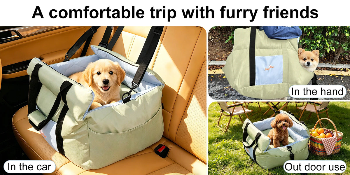 Borwart Portable Dog Booster Seat With Safety Belt And Cover