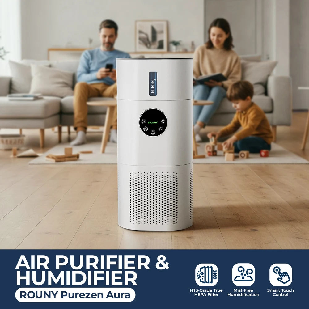 Rouny Air Purifier Humidifier Combo With True HEPA Filtration