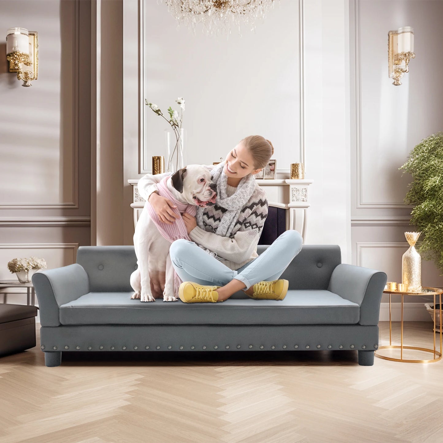 BINGOPAW Rectangle Elevated Dog Bed Durable Sofa