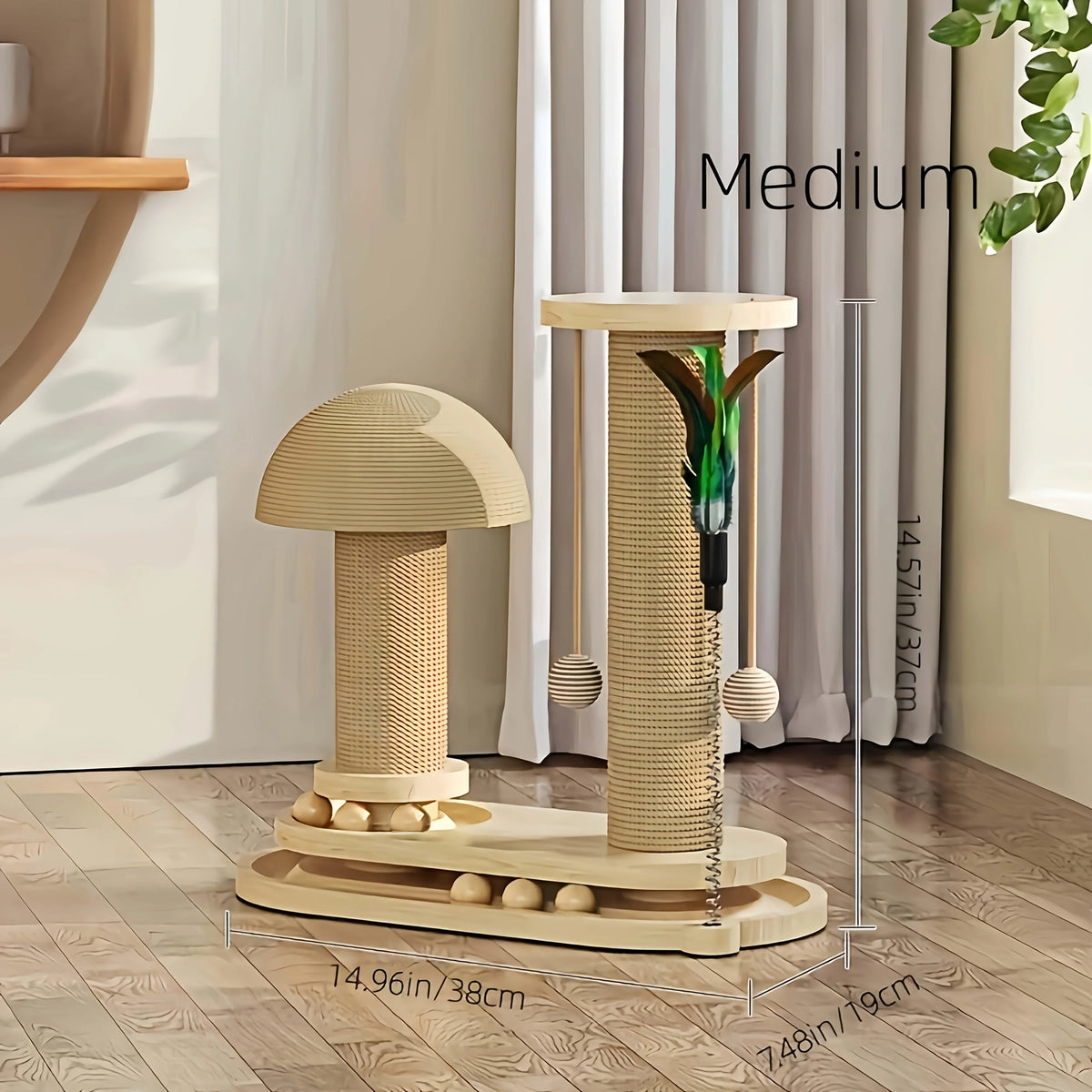 Czbnxyx Three-Tier Interactive Cat Scratching Post Tower With Jute Ball Track