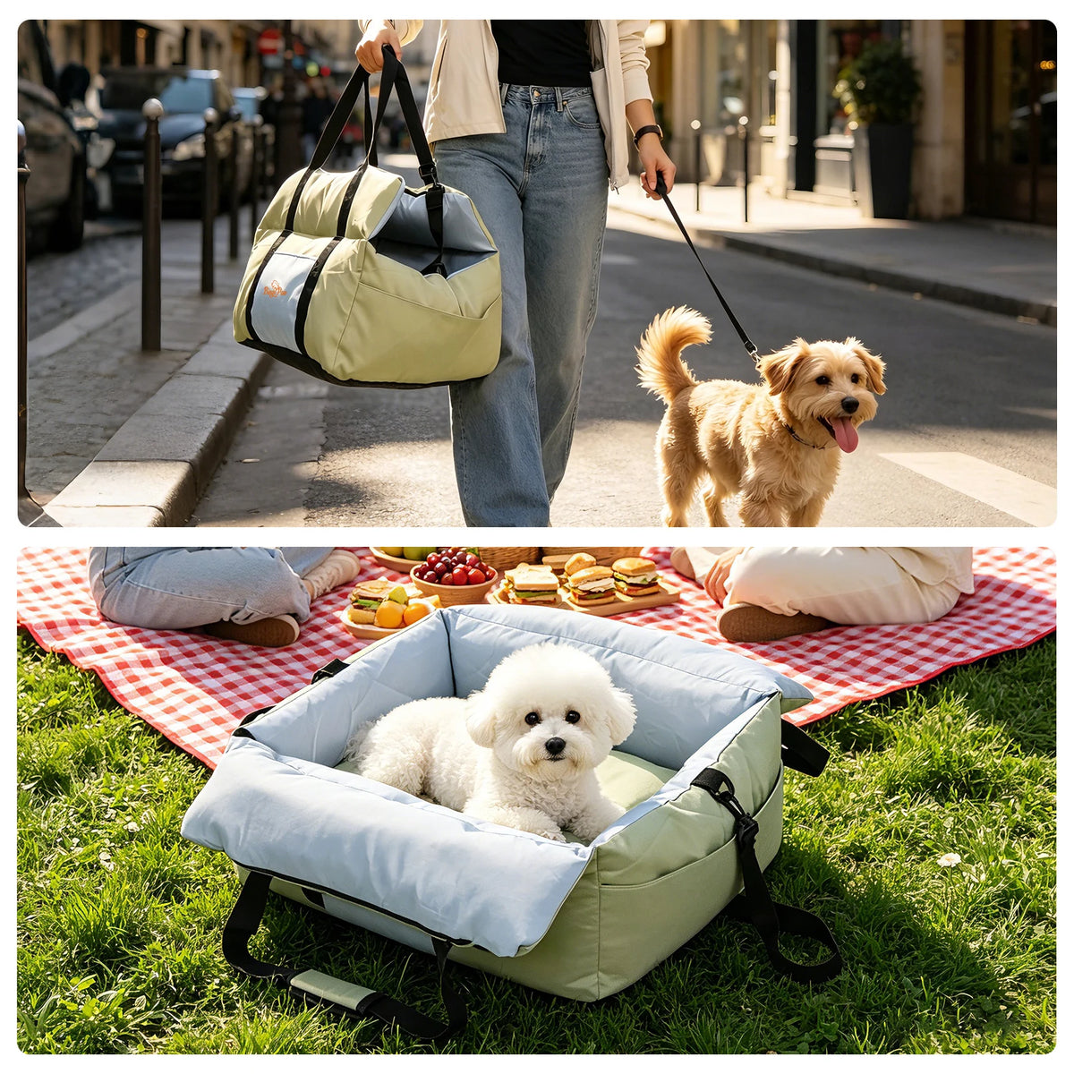 Borwart Portable Dog Booster Seat With Safety Belt And Cover