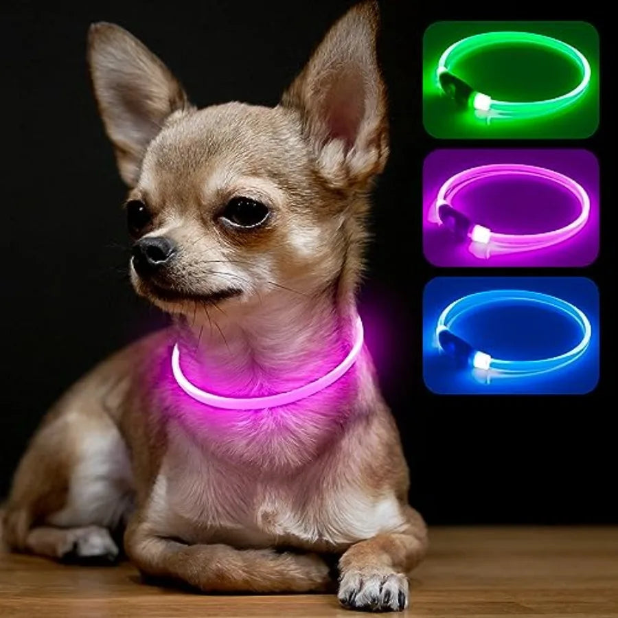 Light Up Dog Collar LED Glow TPU Rechargeable Pet Collar