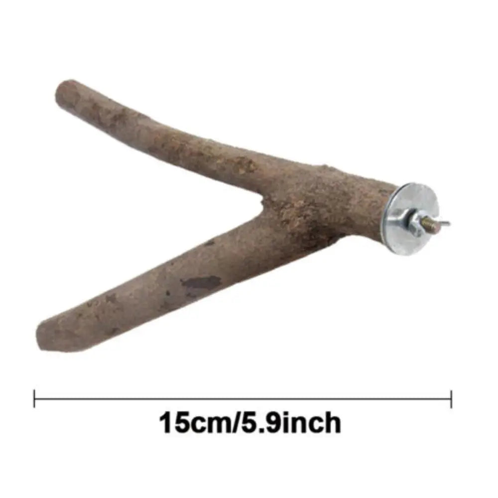 Wood Parrot Bird Stand Branch Rack Chew Toys 2 Pack