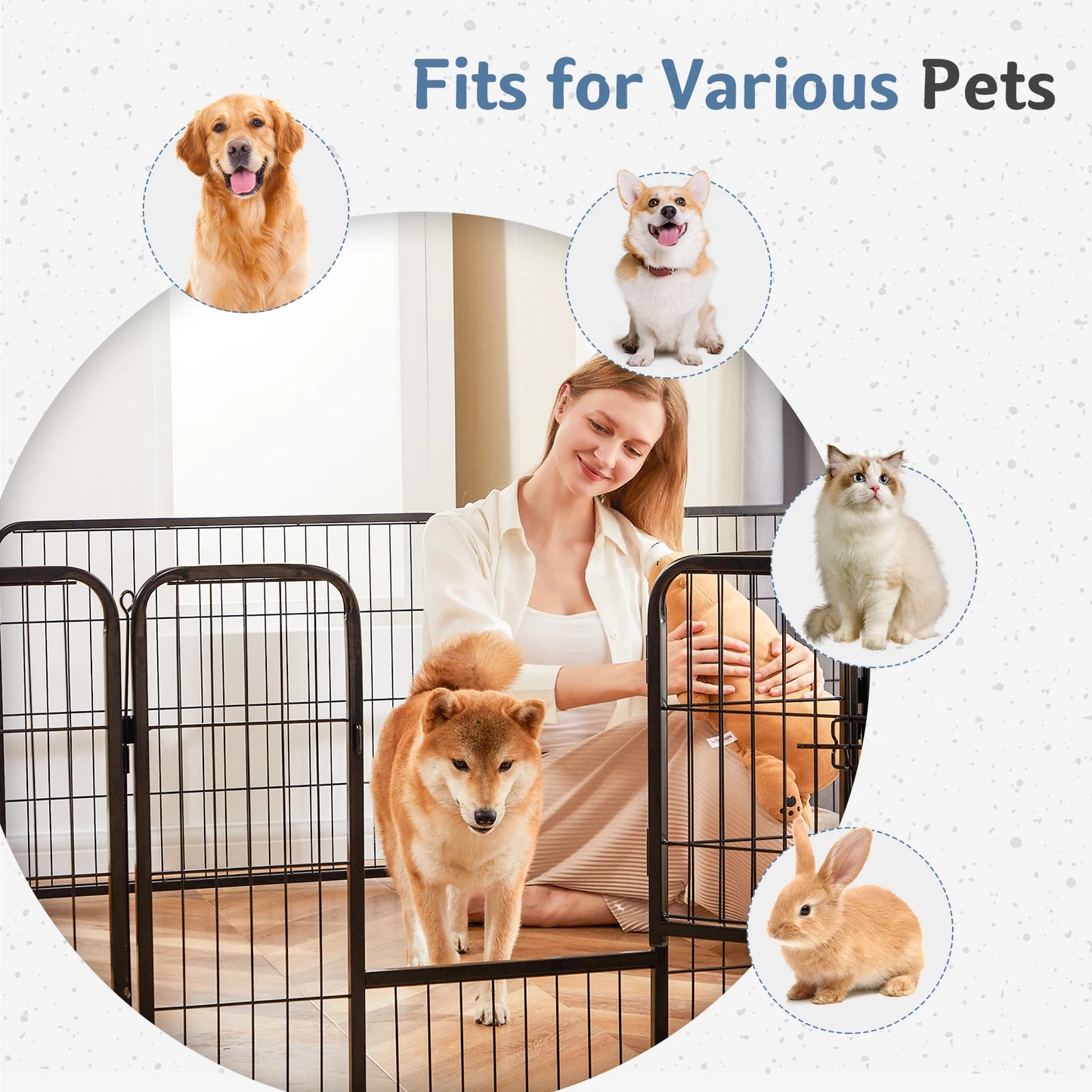JHK 16 Panels Foldable Dog Playpen Metal Pet Fence For Indoor Outdoor